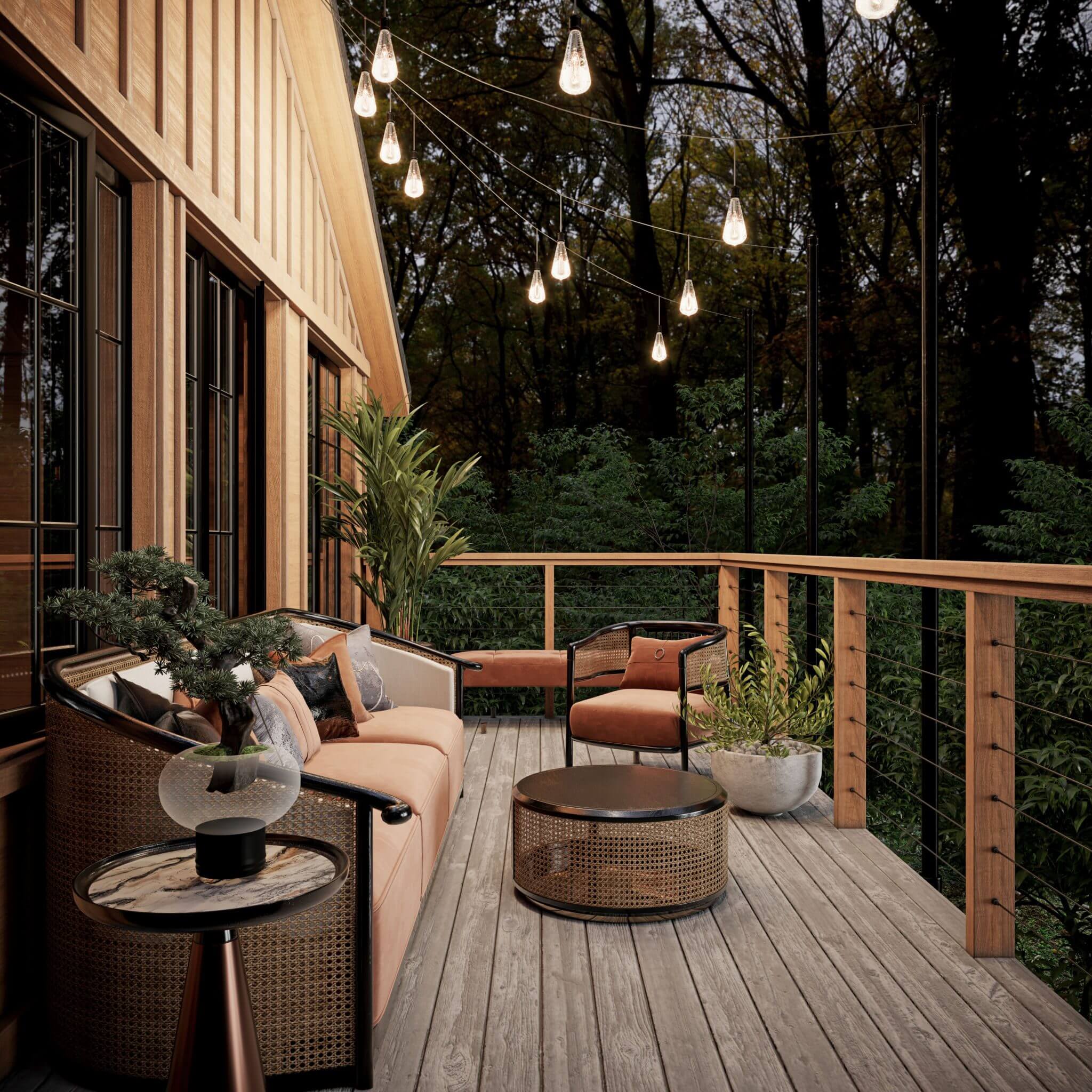 Outdoor seating area with plants